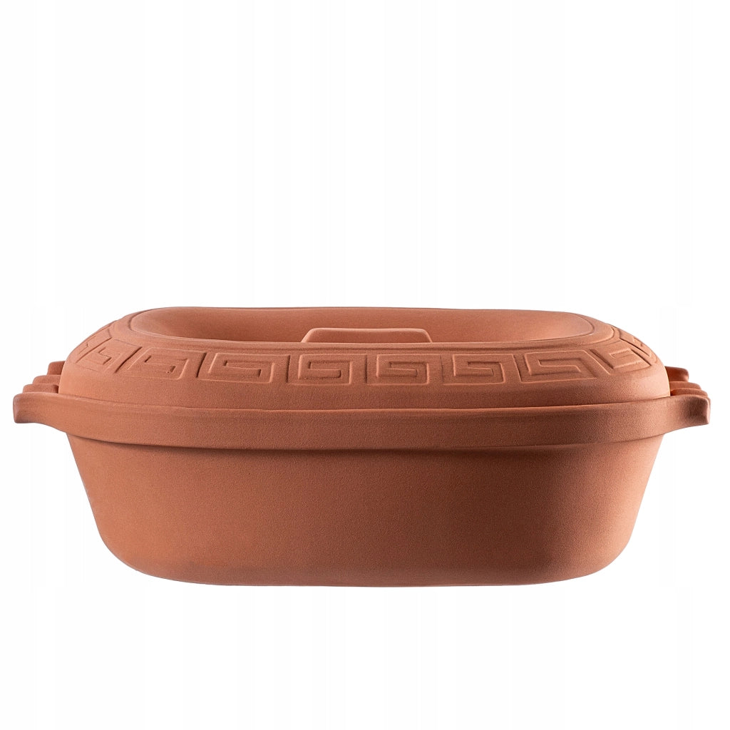 Vaso in terracotta KADAX Roman Clay Pot 5 L, forma ovale grande con coperchio.