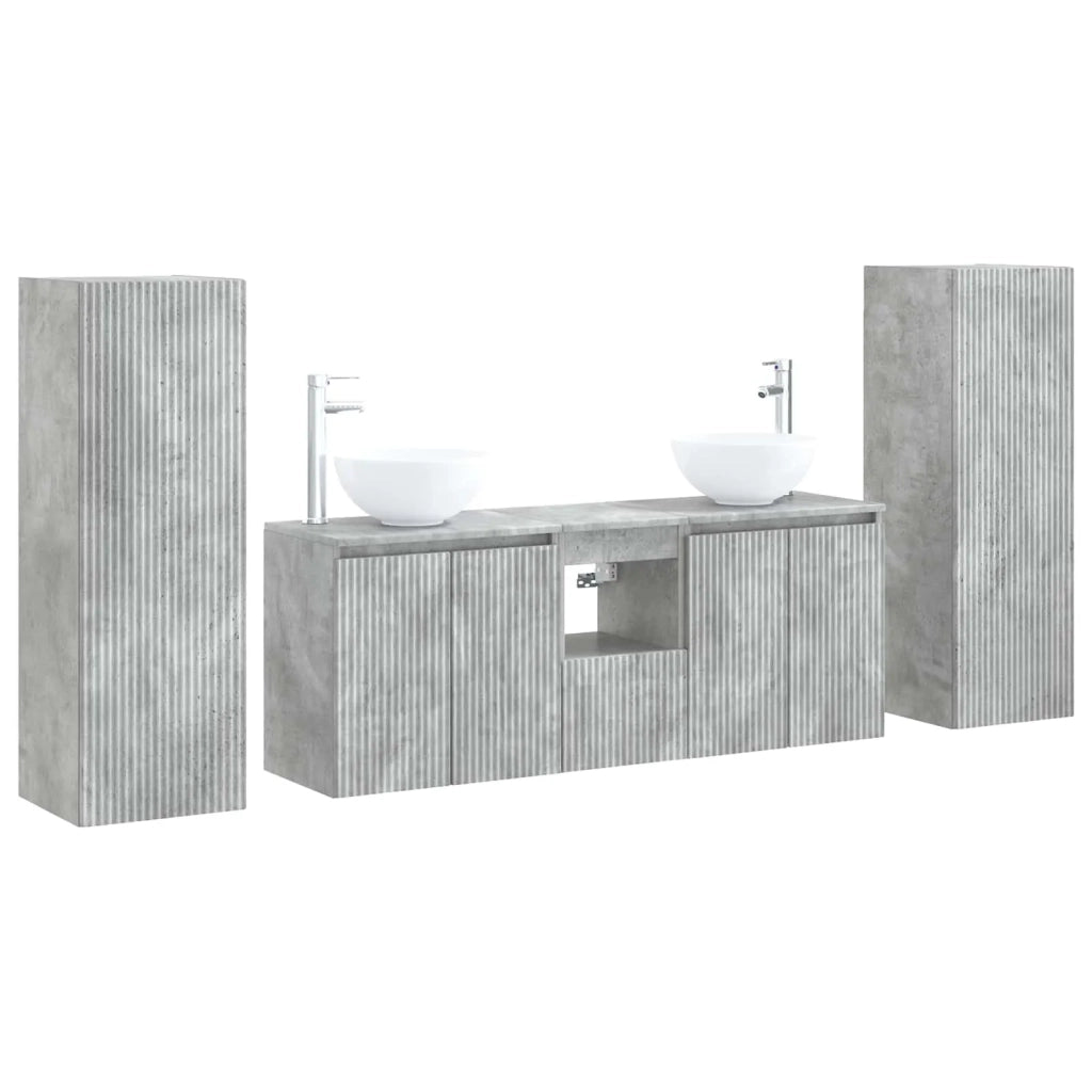 Set di mobili per il bagno 5 pz Grigio Cemento 3405986