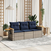 Set Divani da Giardino 3 pz con Cuscini Grigio in Polyrattan 3226600