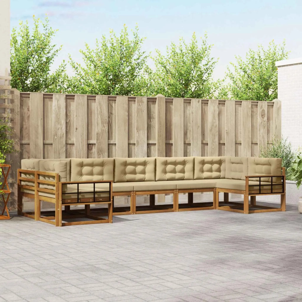 Set di divani da esterno con cuscino 7 pcs Naturale e Beige