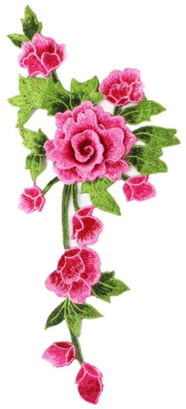 Pannelli decorativi a maglia 4 pezzi - Pannello decorativo a fiore di pesco - Accessori per artigianato - Abbigliamento DIY - Per jeans/t-shirt/giubbotto - Materiale poliestere - Pannello di stoffa decorativo