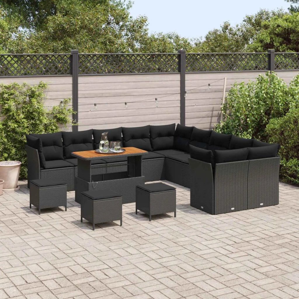 Set Divano da Giardino 14 pcs Nero polyrattan 3361549
