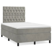 Giroletto a Molle con Materasso Grigio Chiaro 120x190cm Velluto