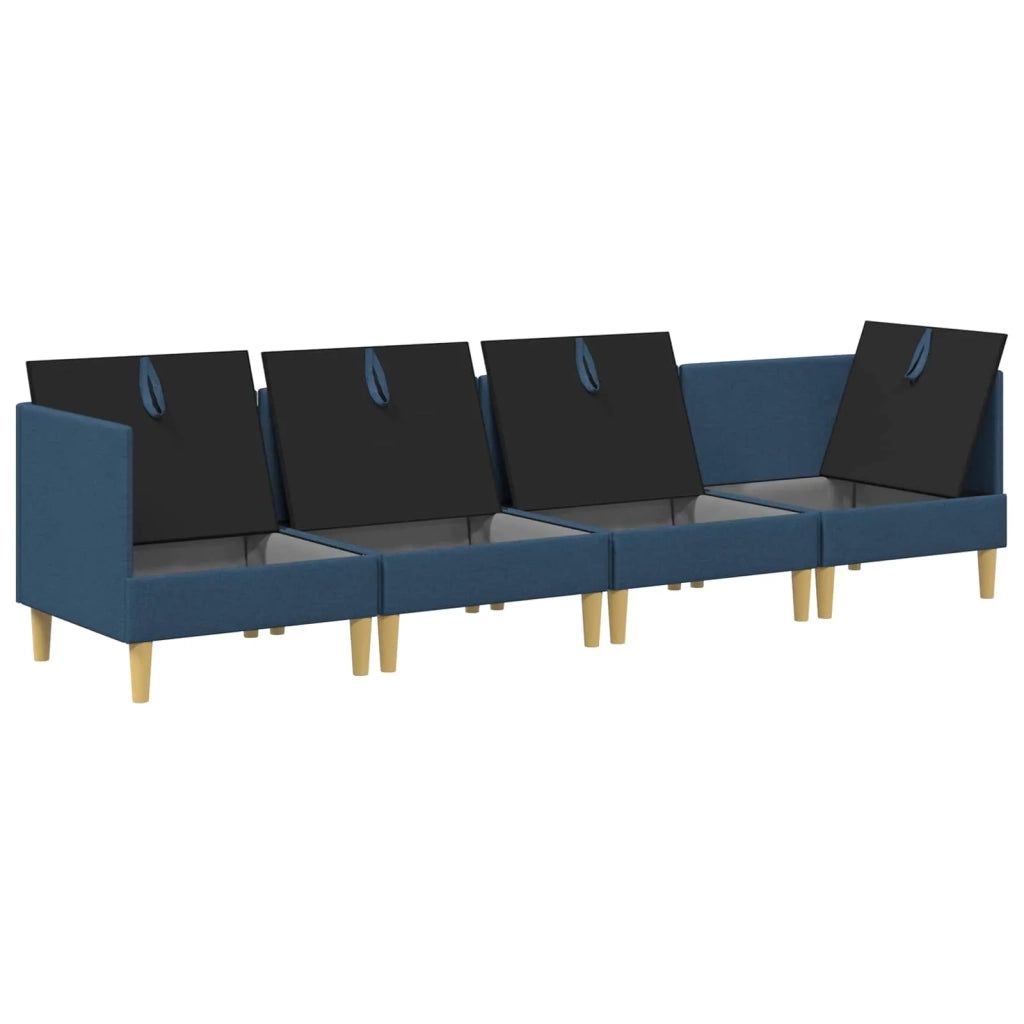 Set di divani modulari con spazio di archiviazione 4 pcs Blu