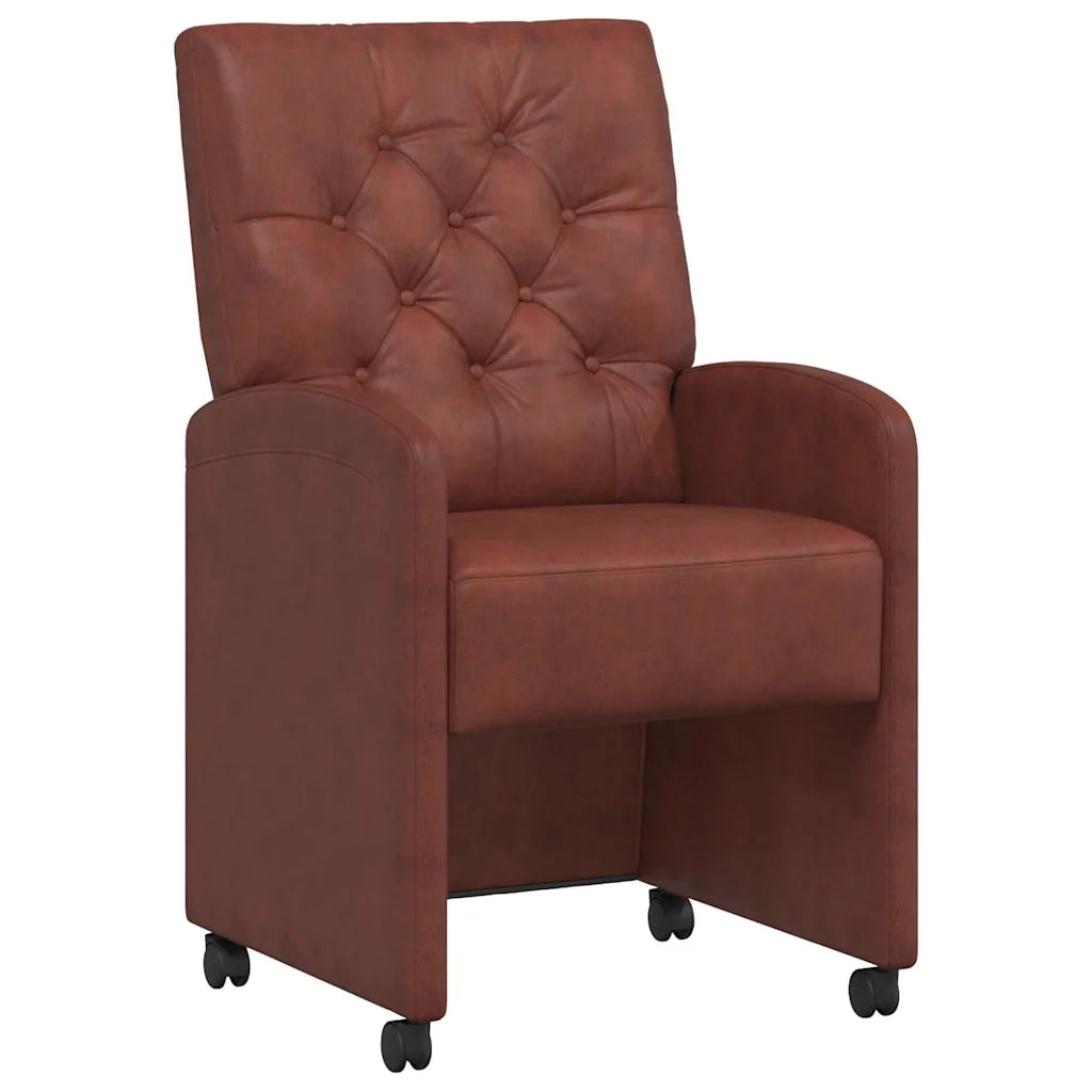 Sedie da Pranzo con Ruote 2 pcs Marrone lucido 58 x 67 x 97 cm