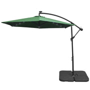 Ombrellone da Giardino Decentrato 3x3m 24 LED Solari & Base Quadrata - Verde