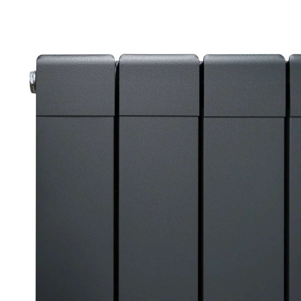 Radiatore in Alluminio e Valvole Cromate TRV in Verticale Grigio Antracite 1800mm x 395mm