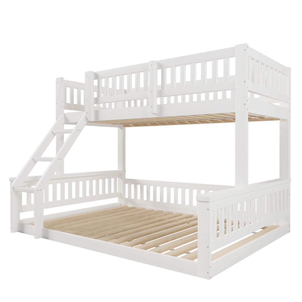 Letto a Castello 90x200 cm e 140x200 cm; Scala; Sponde di Sicurezza - in Legno - Bianco
