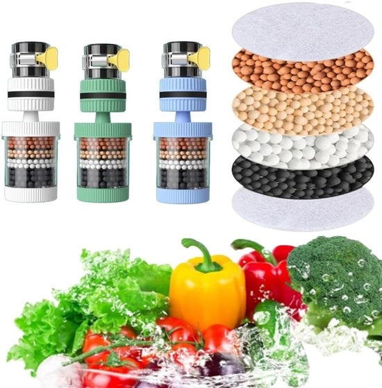 Filtro Acqua attivo per Rubinetto - Rimuovi Cloro e Metalli Pesanti - 3 Pezzi