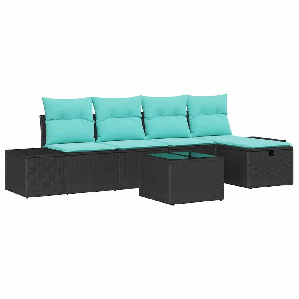 Set Divano da Giardino 6 pz Nero polyrattan 3359375