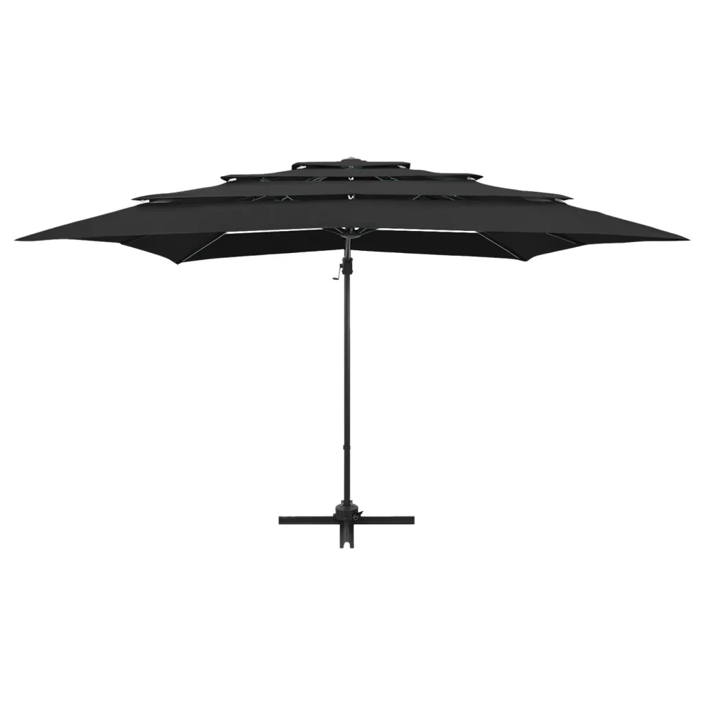 Ombrellone a Sbalzo a 4 Livelli-Ombrello da giardino Palo Alluminio 250x250 cm Nero