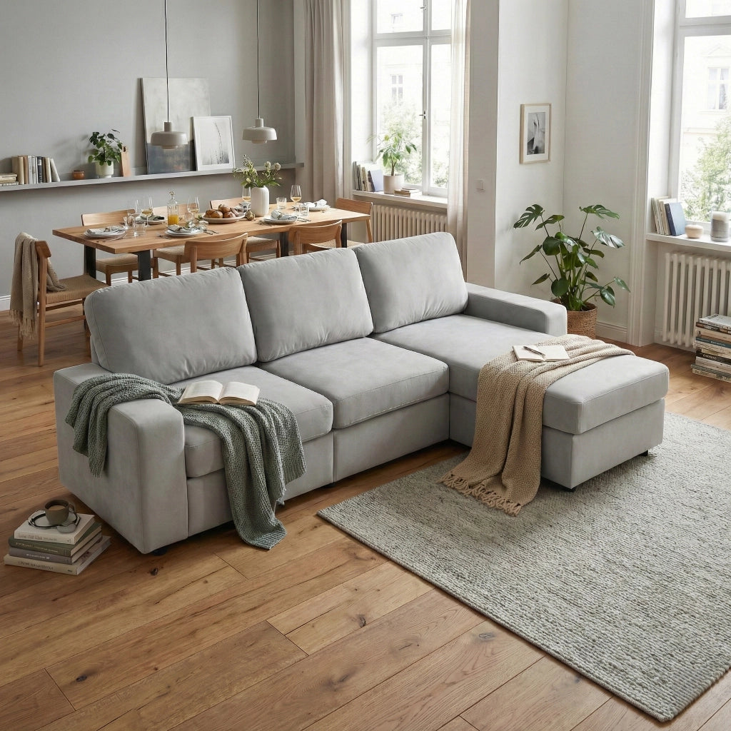 Divano Angolare con Contenitore e Ottomane ¨C Xylo ¨C Tessuto, 245 cm