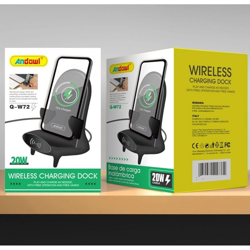 Trade Shop - Base Di Ricarica Wireless 20w Supporto Per Telefono Compatibile Con Dispositivi Qi Q-w72 -
