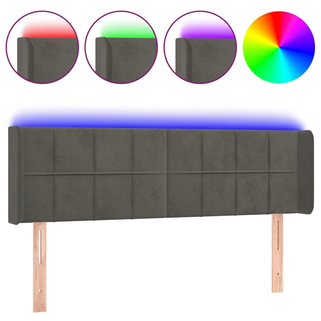Testiera a LED Grigio Scuro 147x16x78/88 cm in Velluto 3123285