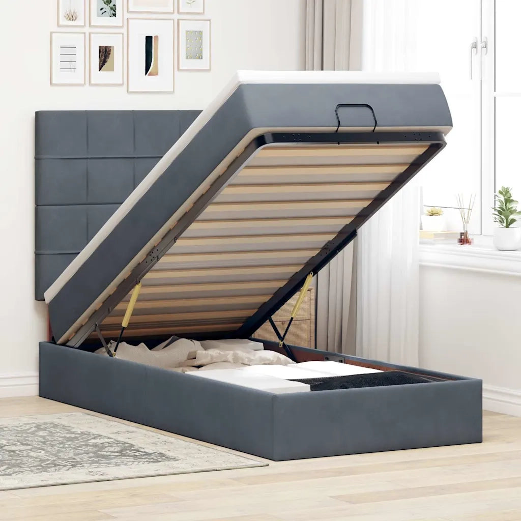 Struttura Letto Pouf con Materassi 90x190 cm in Velluto 3314289