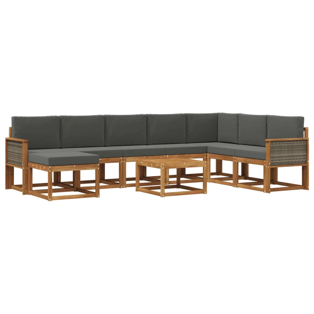 Set di divani da esterno con cuscino 9 pcs Naturale e Antracite 3385468