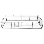 Box per Cani con 12 Pannelli in Acciaio 80x60 cm Nero cod mxl 48654