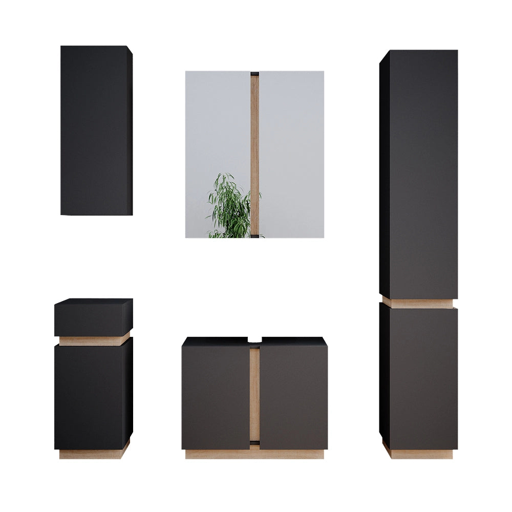 Vicco Set di mobili da bagno Antracite 5 parti