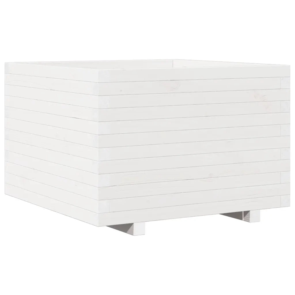Fioriera da Giardino-Vaso da Esterno Bianca 70x70x49,5cm Legno Massello di Pino 262608