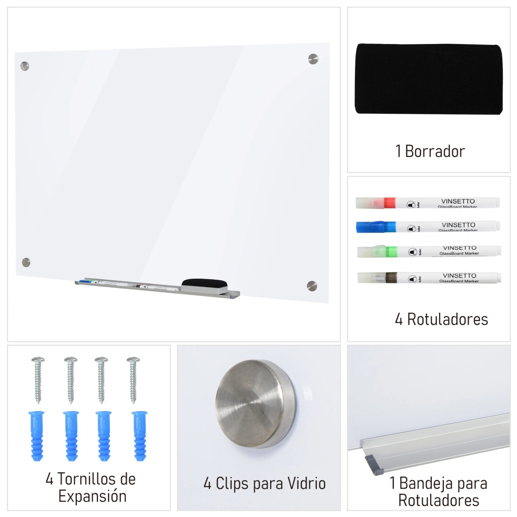 Tavolo da parete in vetro ¨C zephmum ¨C 90x60x0.45 cm bianco