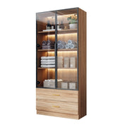 Mobile da bagno con vani aperti e anta in vetro - in MDF - 75×34.5×170 cm - marrone