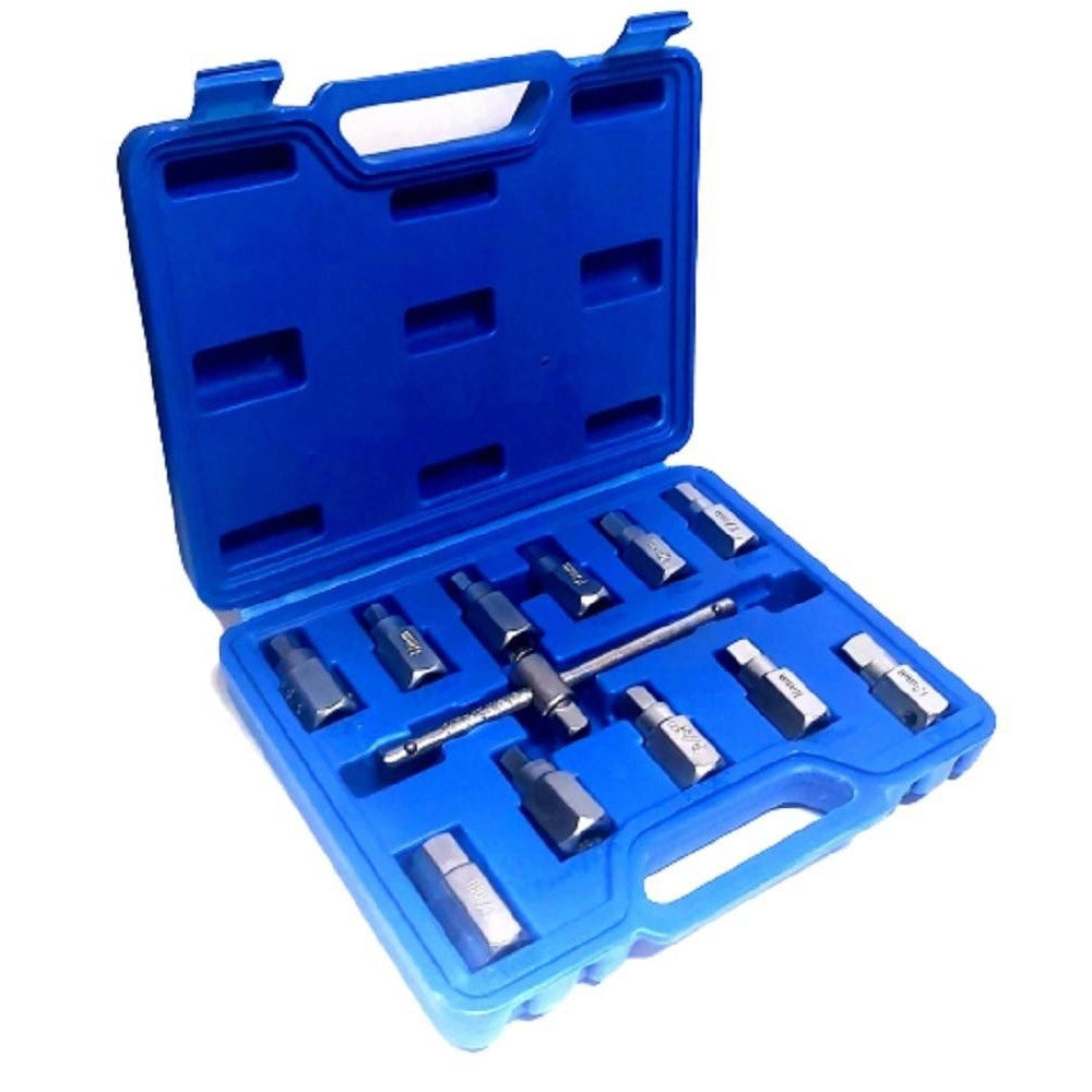 Trade Shop - Chiave Del Carter Quadrato Ed Esagonale Set 12 Pezzi Chiavi Universali A Bussola -