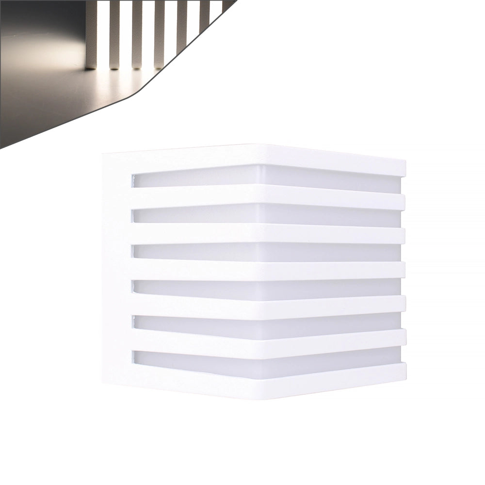 APPLIQUE LED CUBO DA ESTERNO IP54 IN ALLUMINIO BIANCO ILLUMINAZIONE NATURALE 4000K - IDEALE PER GIARDINI E FACCIATE
