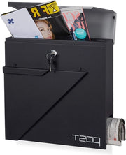 Cassa postale chiusura con rullo per giornali - Formato DIN A4 - Design cassa postale - 37 x 37 x 13 cm - Nero argento - Acciaio verniciato - Standard