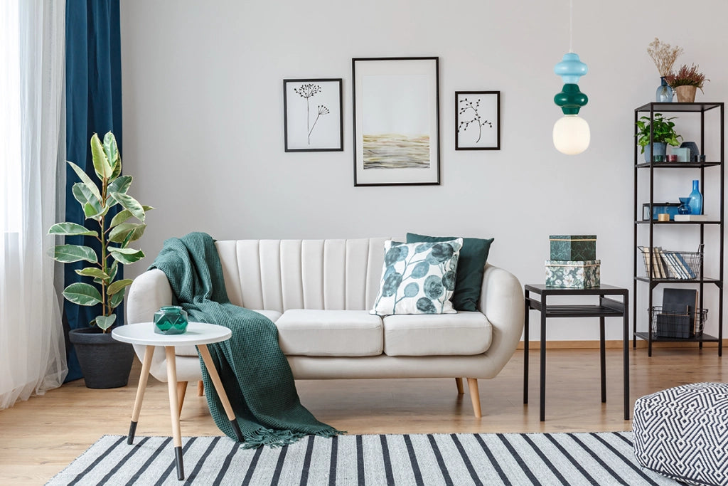 Lampada a sospensione Art Déco ceramica turchese Ø18 E14