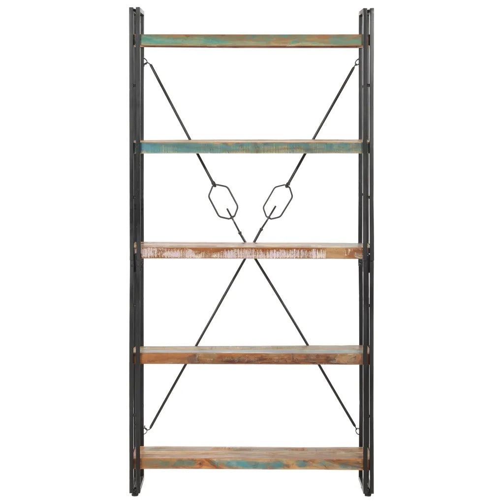 Libreria a 5 Ripiani-Scaffale per Libri-Mobile di Stoccaggio 90x30x180 cm in Legno Massello di Recupero