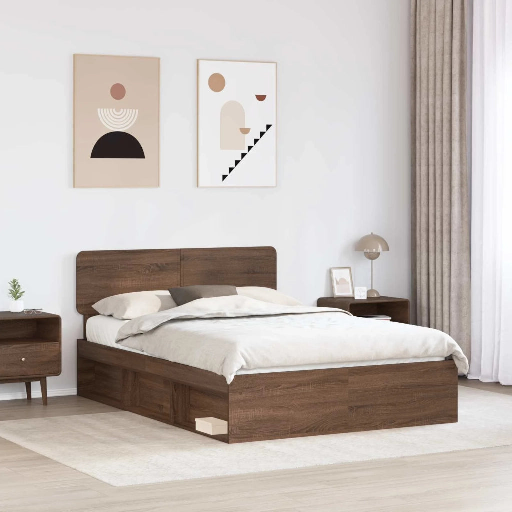 Struttura del letto Rovere Marrone 140 x 200 cm Pino massello 3412075
