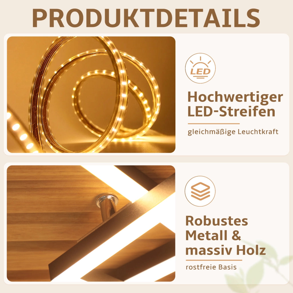 ZMH Lampada a Soffitto LED Legno 31W 57cm Dimmabile 3 Rettangolari Moderna Per Soggiorno