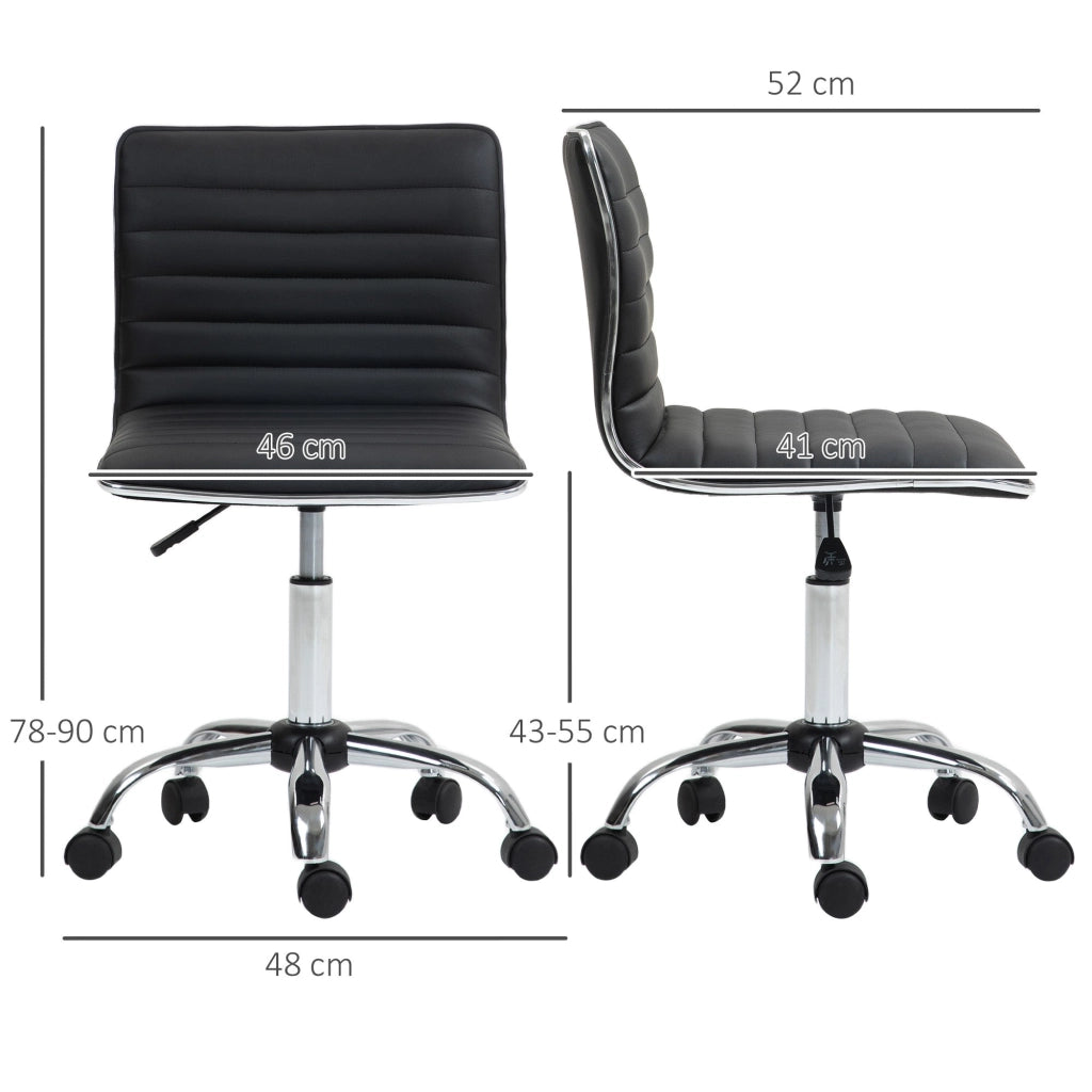 Sedia Poltrona Operativa da Ufficio Ergonomica con Altezza Regolabile in Pelle PU Nera