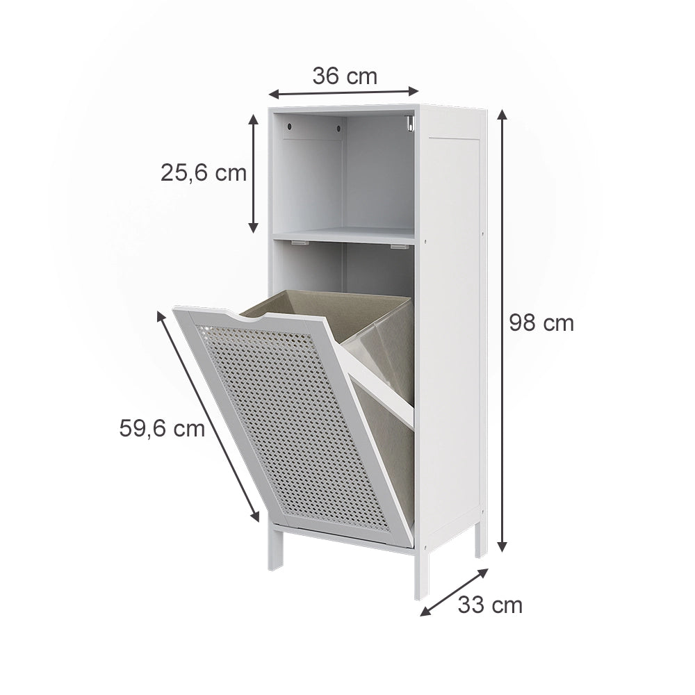 Vicco mobiletto bagno Bianco 36 x 98 cm con cesto portabiancheria