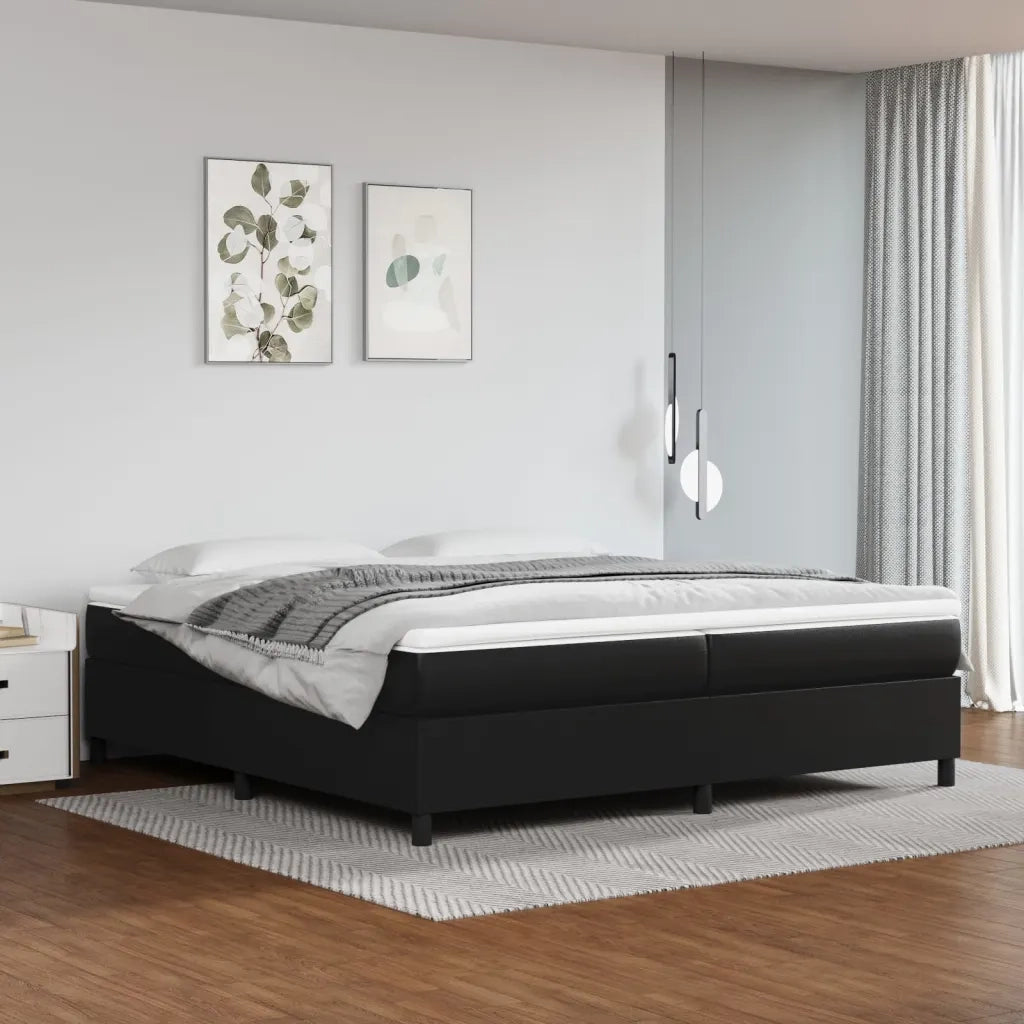 Giroletto a Molle con Materasso Nero 200x200 cm in Similpelle 3144626
