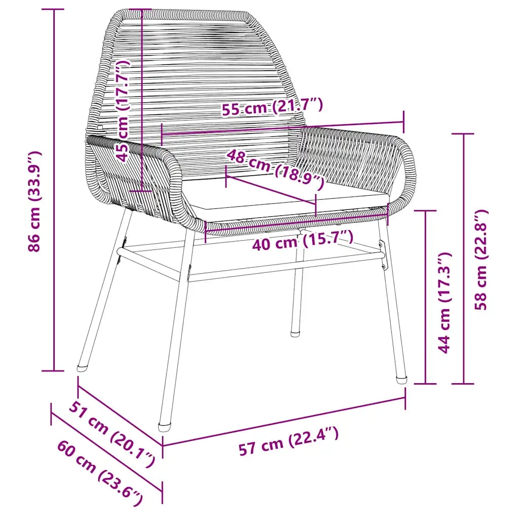 Sedie da Giardino 2 pz | Sedie da Esterno con Cuscini Grigio in Polyrattan