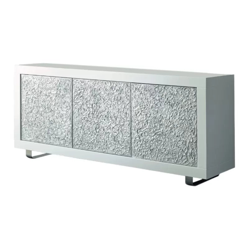 Madia contemporanea con particolare bianco argento design 205x45x88 - Mobili 2G
