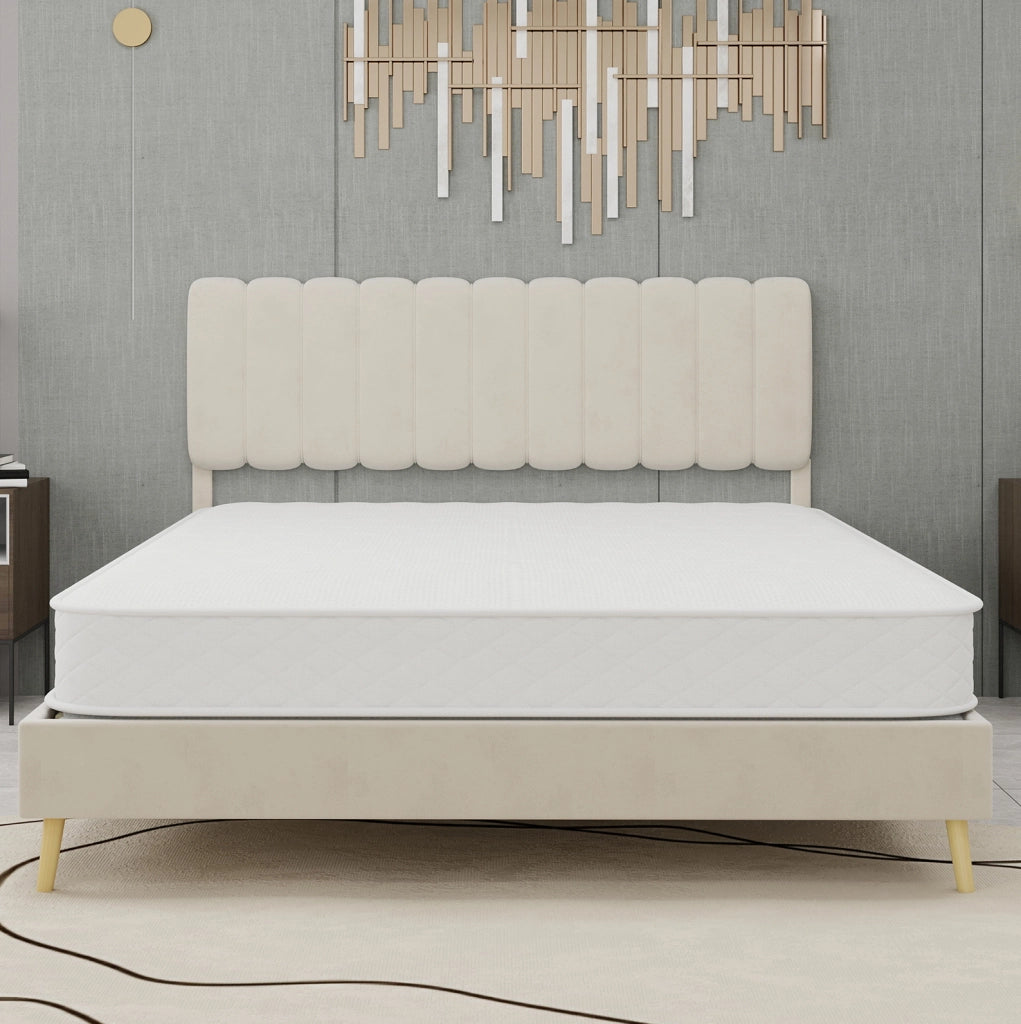 Materasso a molle insacchettate con memory foam e tessuto 3D traspirante; bianco