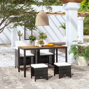 Set da Pranzo da Giardino 5 pz Polyrattan e Legno Acacia Nero 42529