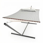 Amaca Con Supporto Ideale Per 2 Persone In Acciaio Per Giardino Terrazzo Balcone Piscina Tessuto Traspirante Resistente Relax Esterno Facile Montaggio 350 x 120 Cm Grigio