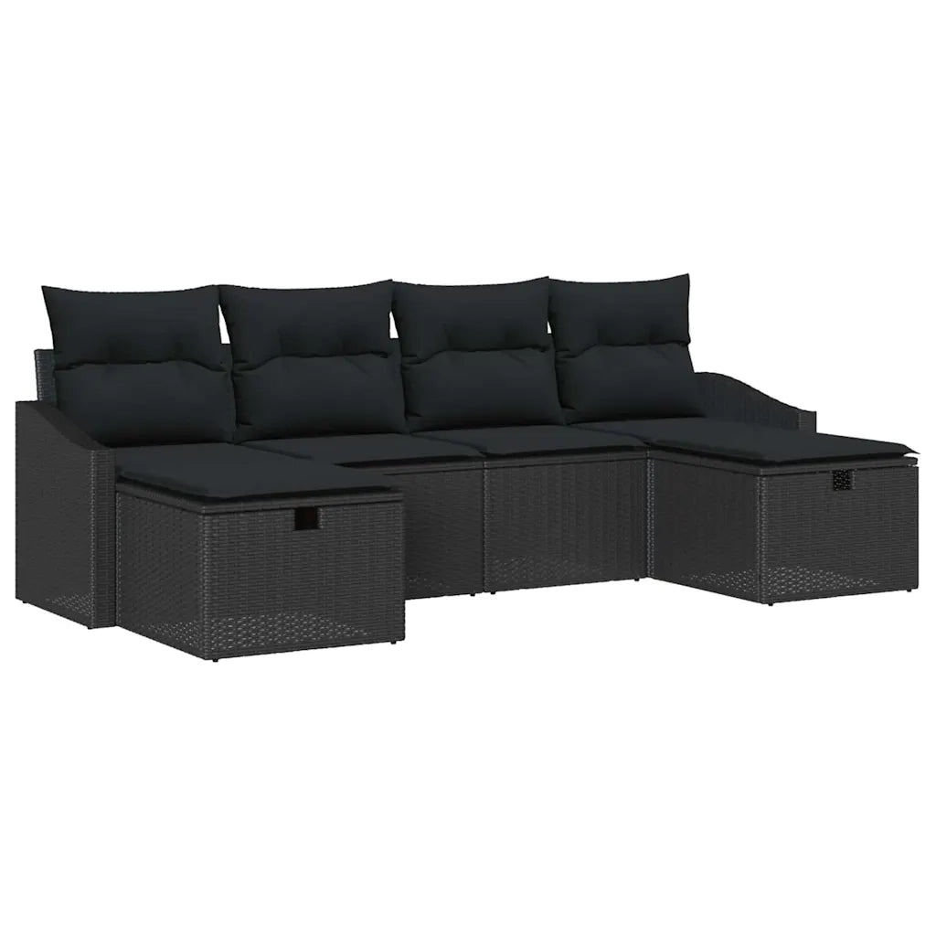 Set Divano da Giardino con cuscino 6 pcs polyrattan