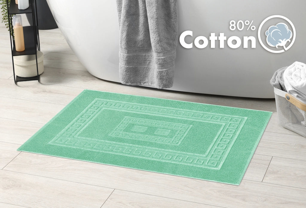 Tappeto Bagno Assorbente In Spugna Varie Misure Da Scendidoccia A Tappeto Grande Lavorazione Jacquard Tinta Unita Ricamo Cornice Lavabile Lavatrice AcquaMarina - Scendidoccia45x60