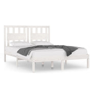 Letto matrimoniale | Letto per adulti | Giroletto Bianco in Legno Massello di Pino 200x200 cm