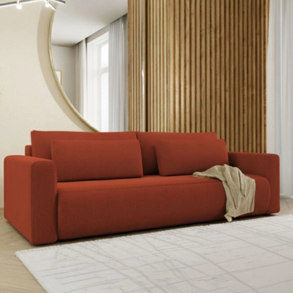 Erbezzo, Divano Letto 2 Posti Contenitore, 240x105 cm Rosso
