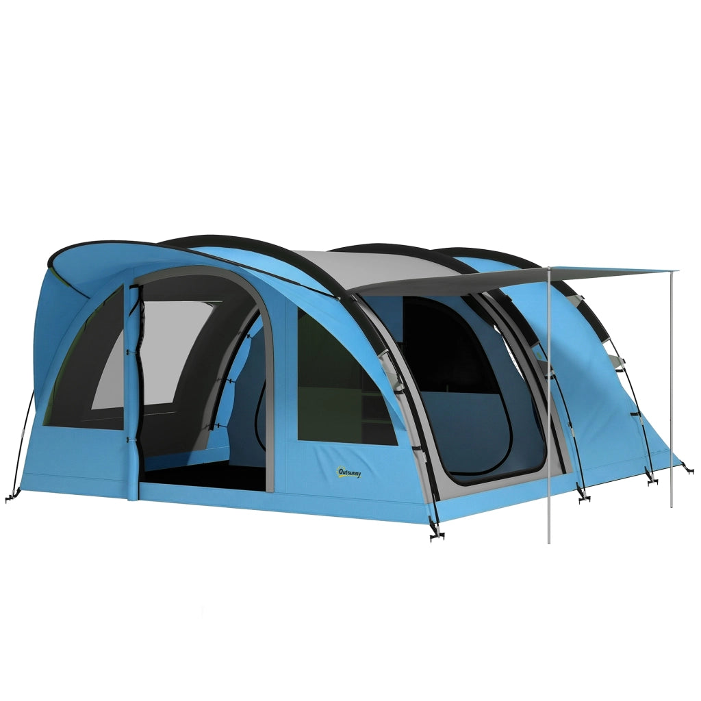 Tenda da Campeggio Tunnel 2 Stanze 4 Persone 200cm ¨C zephmum ¨C Azzurro Impermeabile 3000mm