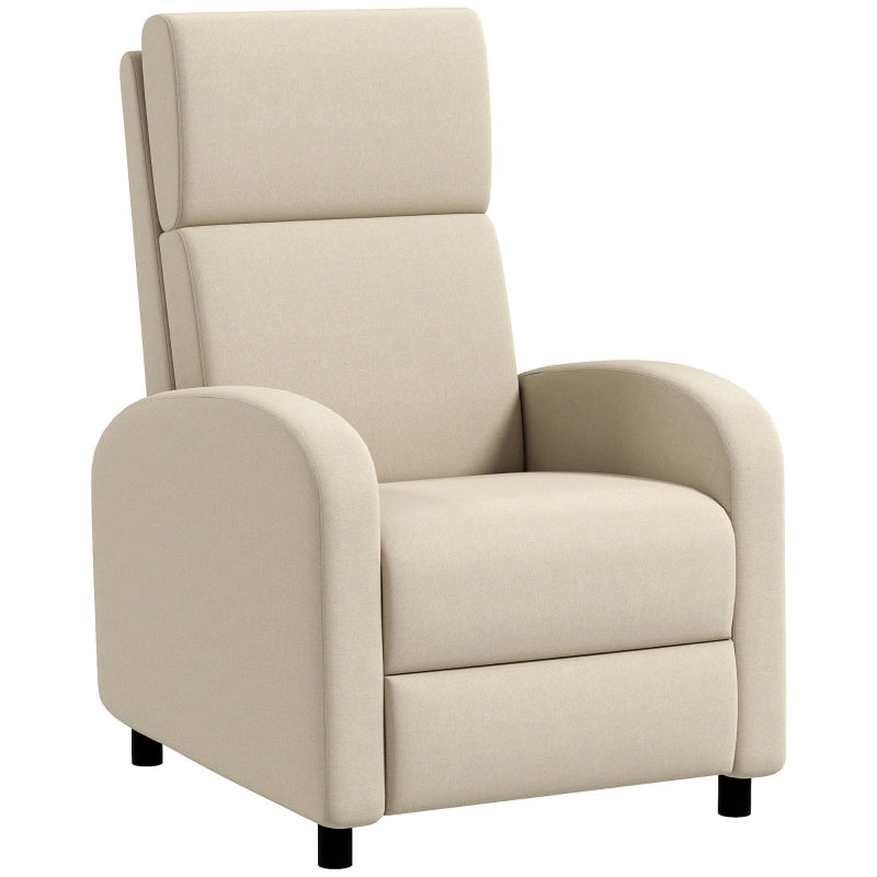 Poltrona relax reclinabile con poggiapiedi, tessuto effetto lino, crema, 120 kg