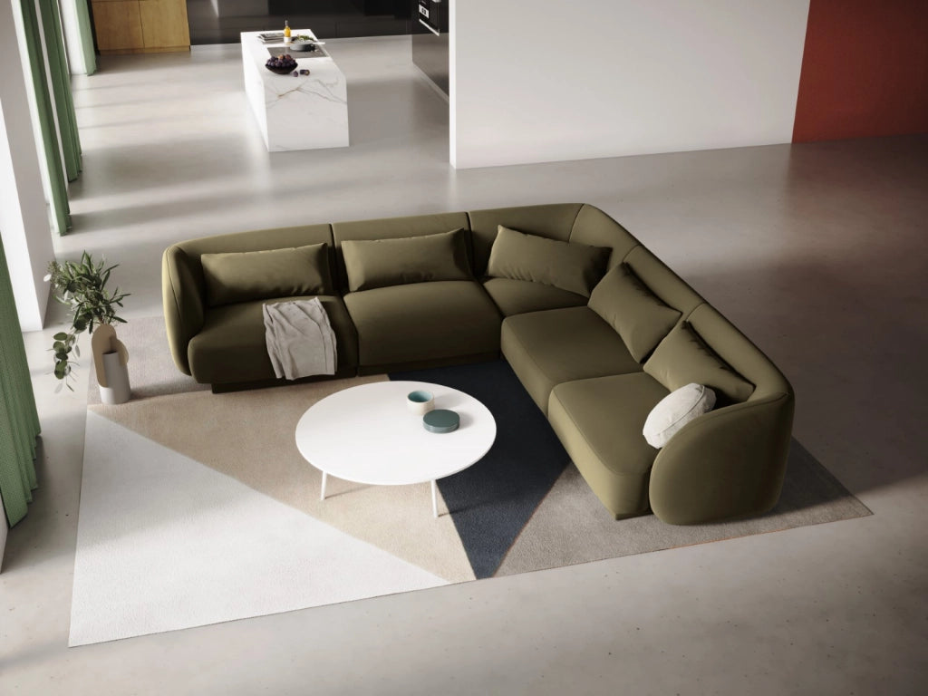 Cosmopolitan Design - Divano angolare reversibile "Tulum" 5 posti in velluto verde 