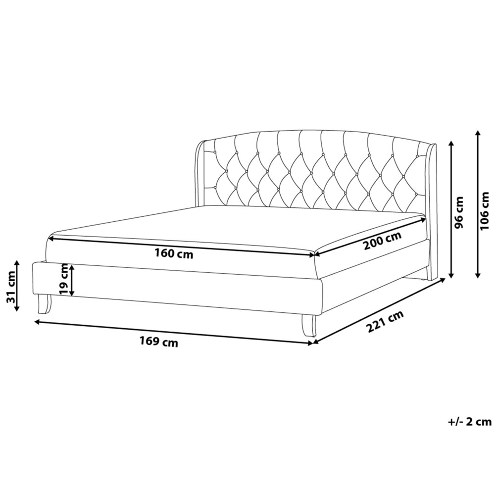 Letto a doghe Tessuto in poliestere beige Poggiatesta imbottito trapuntato 160 x 200 cm Design moderno