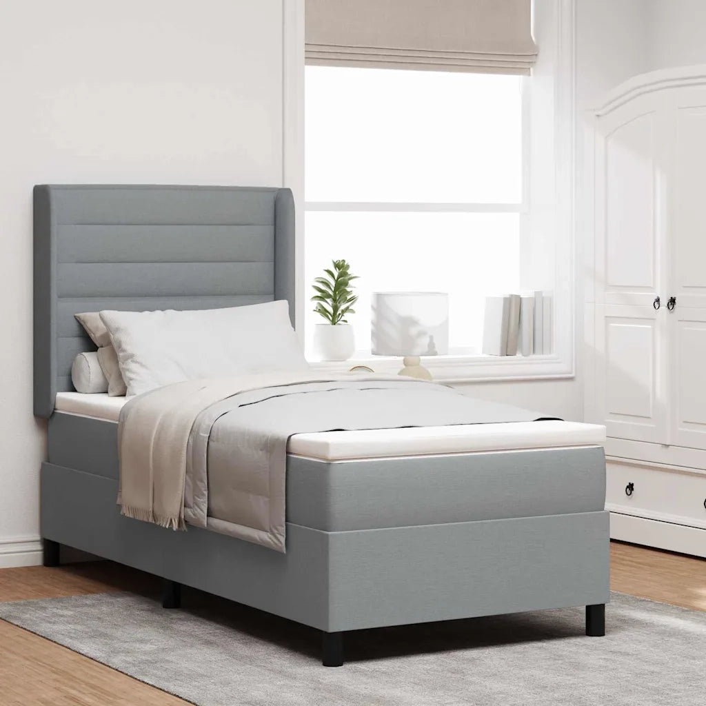 Letto a molle con materasso Grigio chiaro 200 x 100 cm Tessuto 3341567
