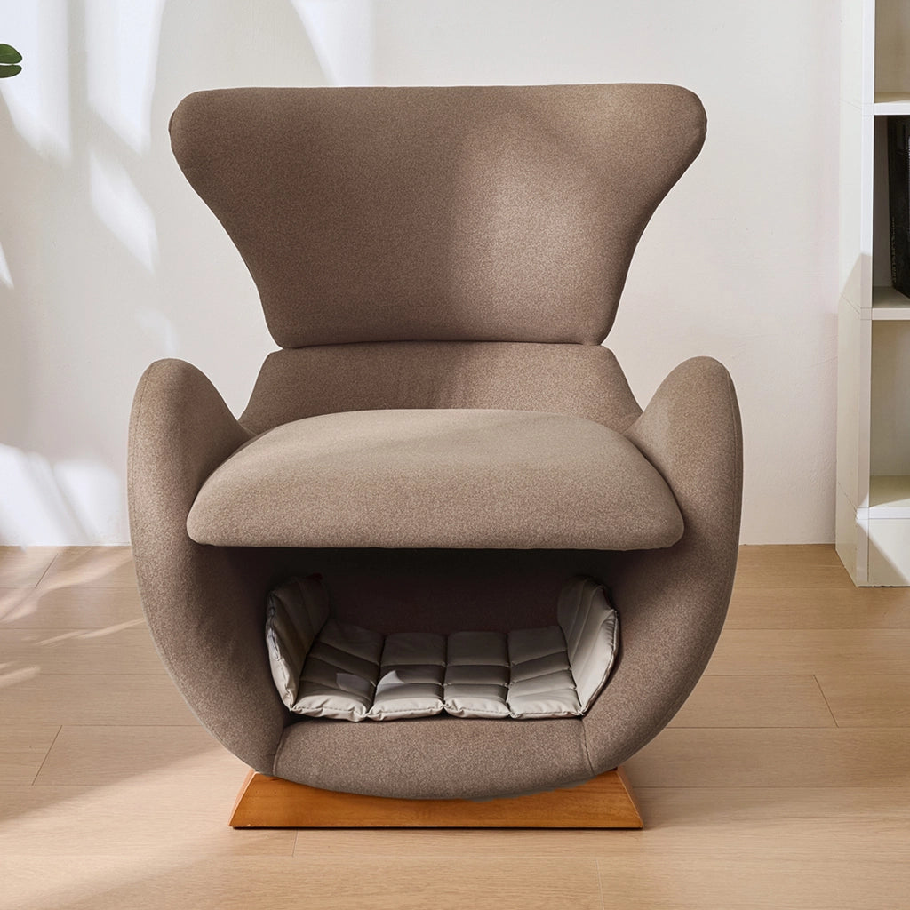 OKWISH Poltrona in Tessuto con Nicchia Integrata per Gatto o Cane di Piccola Taglia, Seduta Ergonomica, Legno, Marrone